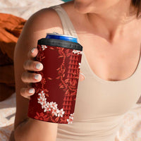 Mokihana Maile and Ilima Leis 4 in 1 Can Cooler Tumbler Ulaʻula Hawaiian Tapa Quilt Pattern - Polynesian Pride