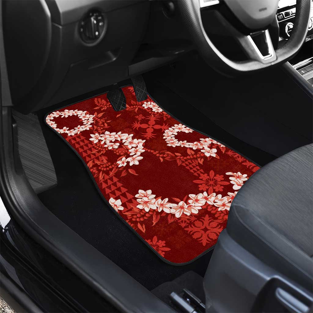 Mokihana Maile and Ilima Leis Car Mats Ulaʻula Hawaiian Tapa Quilt Pattern - Polynesian Pride