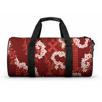 Mokihana Maile and Ilima Leis Duffle Bag Ulaʻula Hawaiian Tapa Quilt Pattern LT9 One size Red - Polynesian Pride
