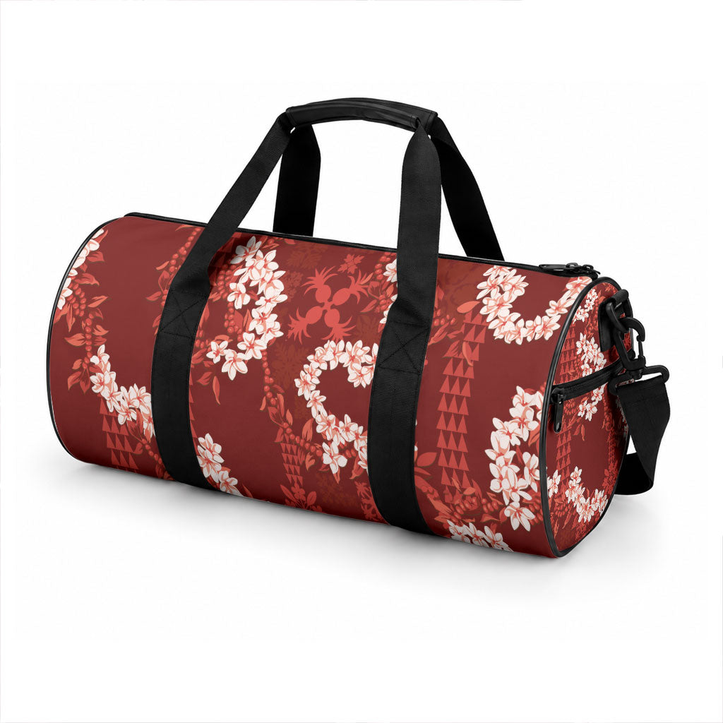 Mokihana Maile and Ilima Leis Duffle Bag Ulaʻula Hawaiian Tapa Quilt Pattern LT9 - Polynesian Pride