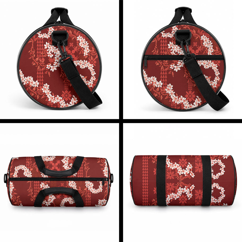 Mokihana Maile and Ilima Leis Duffle Bag Ulaʻula Hawaiian Tapa Quilt Pattern LT9 - Polynesian Pride
