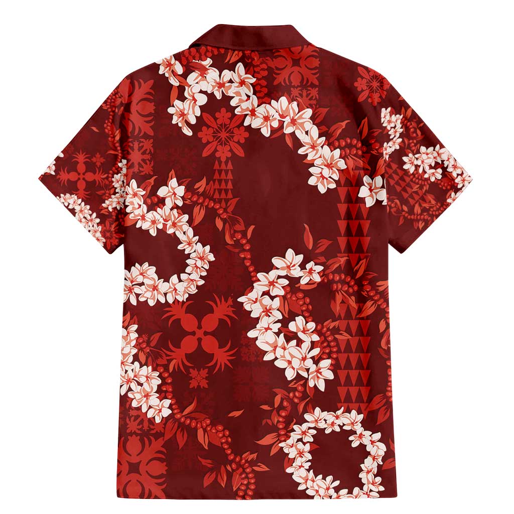 Mokihana Maile and Ilima Leis Family Matching Mermaid Dress and Hawaiian Shirt Ulaʻula Hawaiian Tapa Quilt Pattern - Polynesian Pride