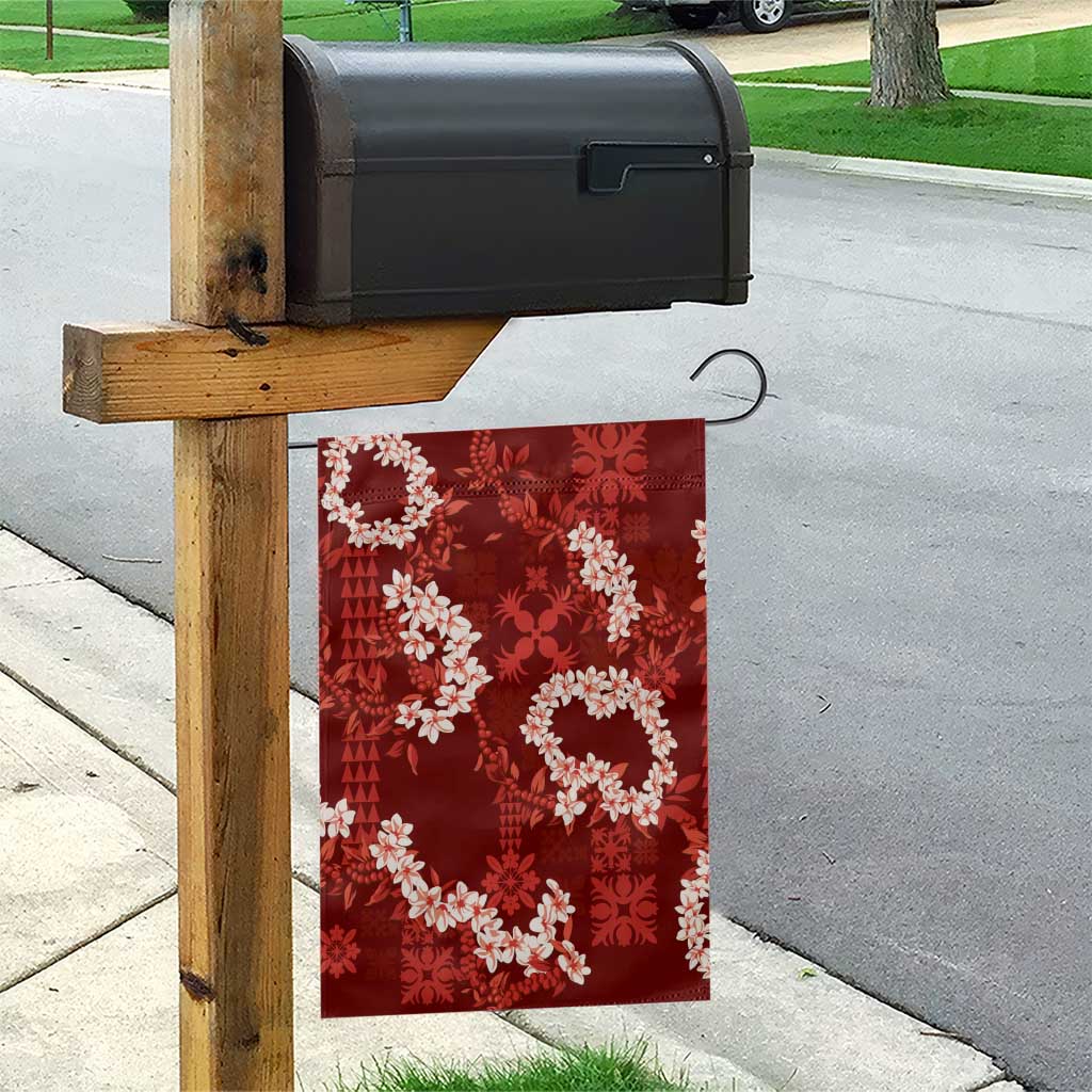 Mokihana Maile and Ilima Leis Garden Flag Ulaʻula Hawaiian Tapa Quilt Pattern - Polynesian Pride