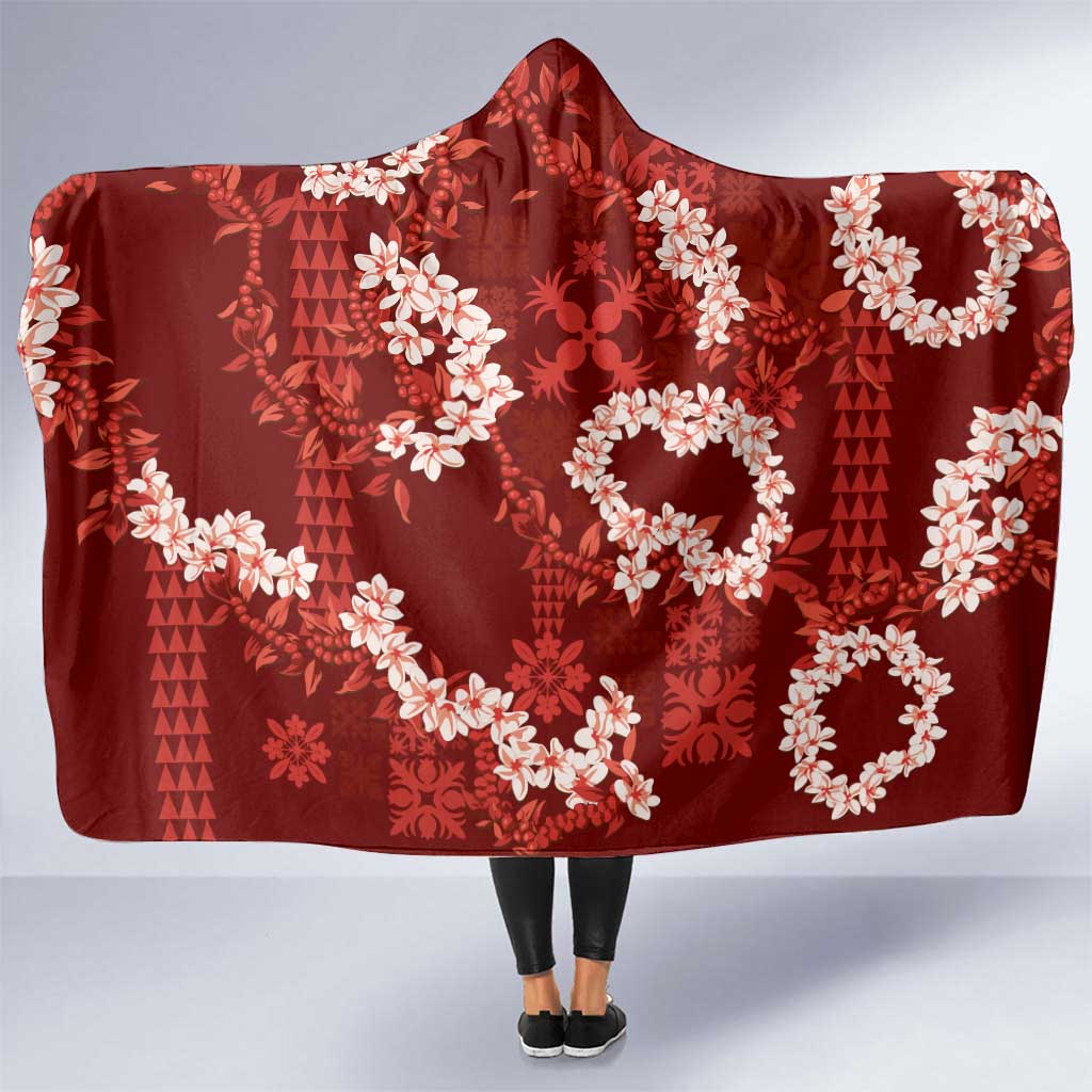 Mokihana Maile and Ilima Leis Hooded Blanket Ulaʻula Hawaiian Tapa Quilt Pattern - Polynesian Pride
