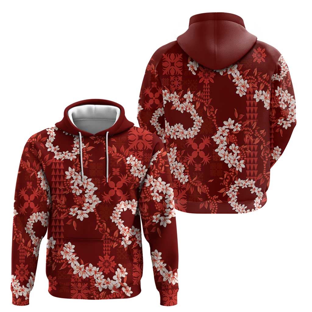 Mokihana Maile and Ilima Leis Hoodie Ulaʻula Hawaiian Tapa Quilt Pattern - Polynesian Pride