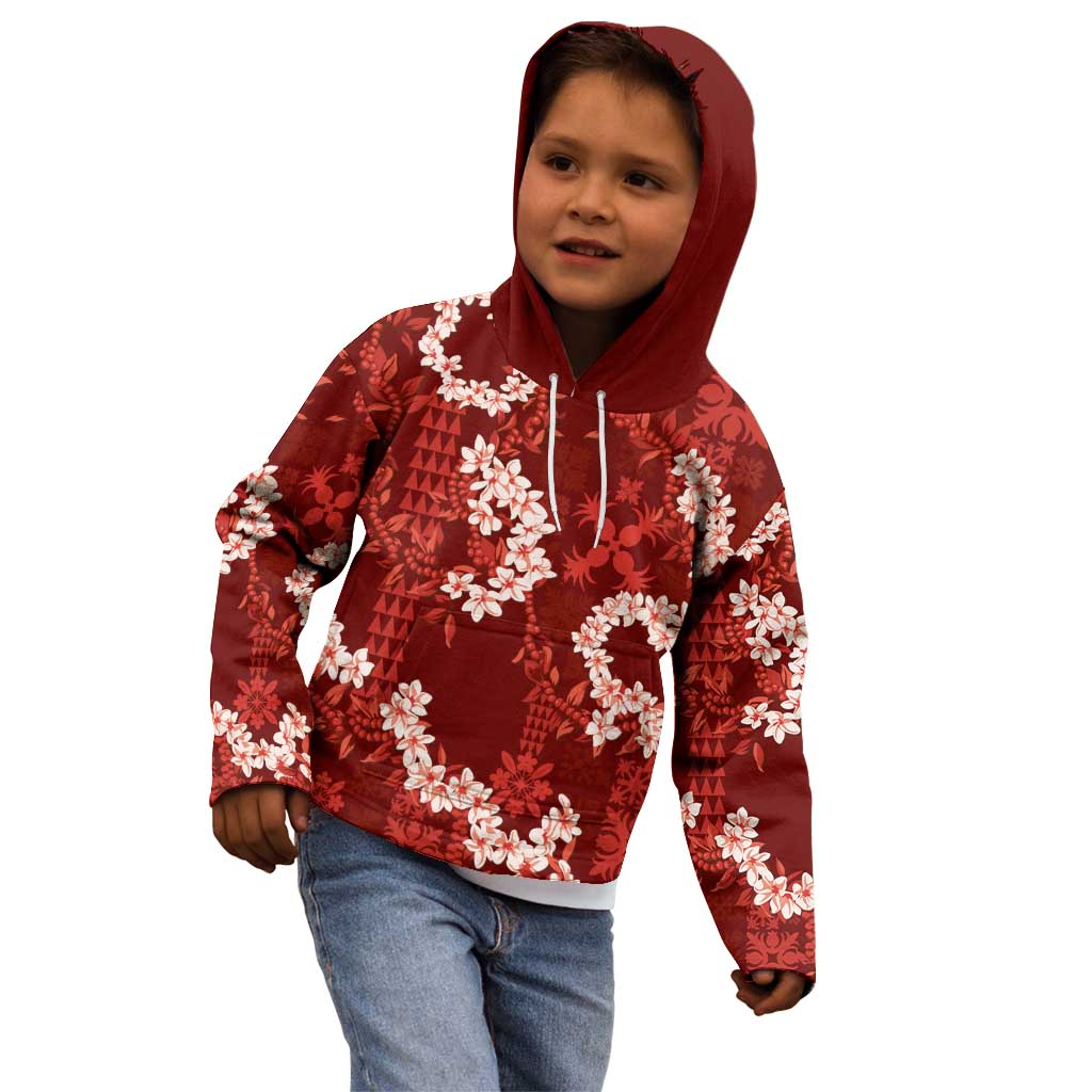 Mokihana Maile and Ilima Leis Kid Hoodie Ulaʻula Hawaiian Tapa Quilt Pattern - Polynesian Pride