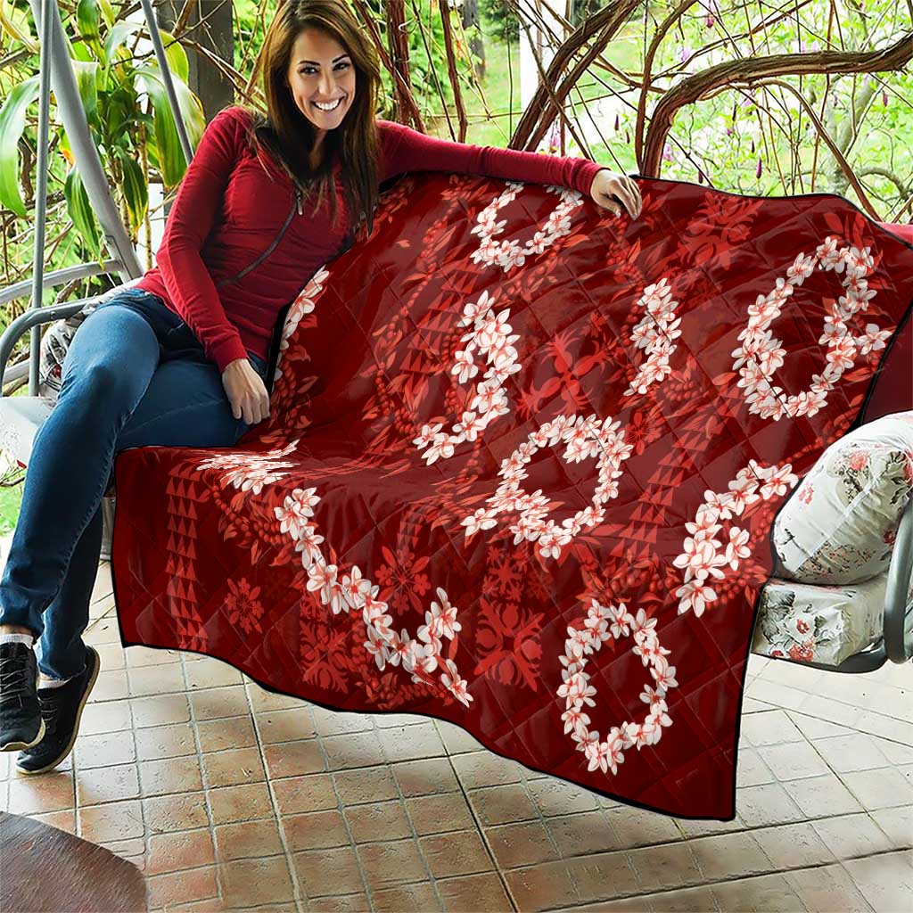 Mokihana Maile and Ilima Leis Quilt Ulaʻula Hawaiian Tapa Quilt Pattern - Polynesian Pride