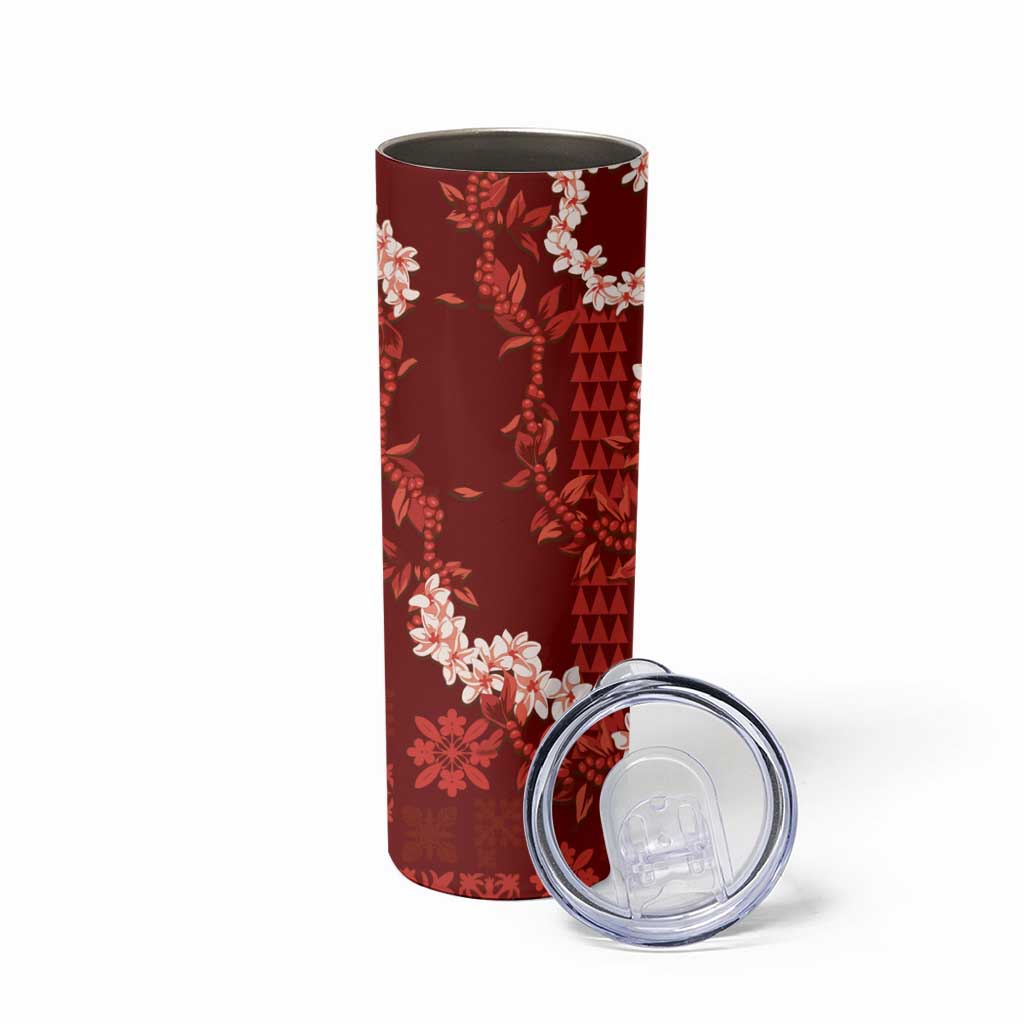 Mokihana Maile and Ilima Leis Skinny Tumbler Ulaʻula Hawaiian Tapa Quilt Pattern LT9 - Polynesian Pride