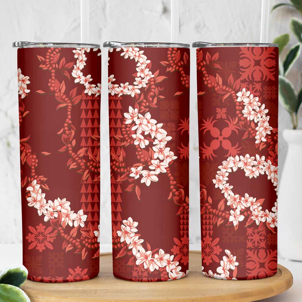 Mokihana Maile and Ilima Leis Skinny Tumbler Ulaʻula Hawaiian Tapa Quilt Pattern LT9 - Polynesian Pride