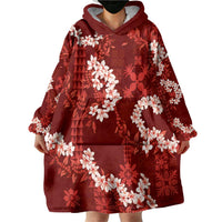 Mokihana Maile and Ilima Leis Wearable Blanket Hoodie Ulaʻula Hawaiian Tapa Quilt Pattern - Polynesian Pride
