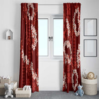 Mokihana Maile and Ilima Leis Window Curtain Ulaʻula Hawaiian Tapa Quilt Pattern - Polynesian Pride