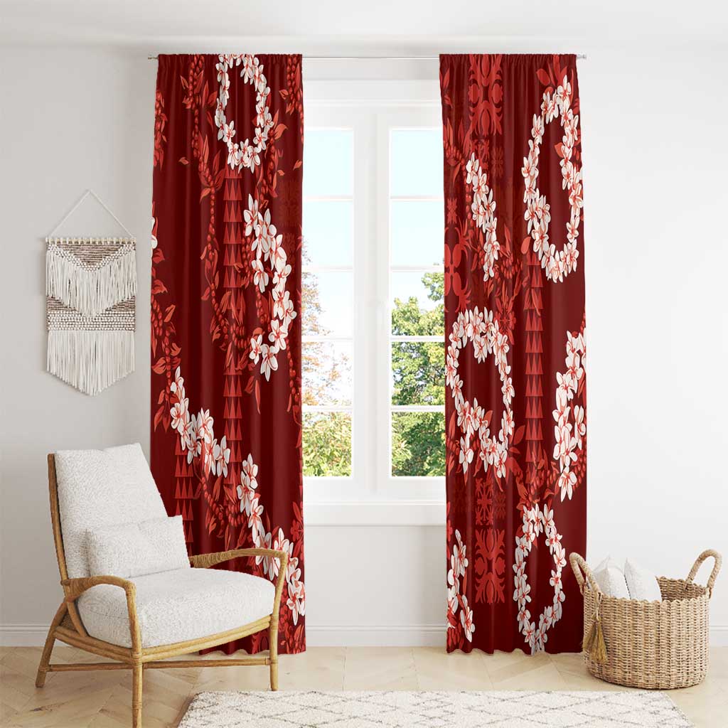 Mokihana Maile and Ilima Leis Window Curtain Ulaʻula Hawaiian Tapa Quilt Pattern - Polynesian Pride