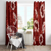 Mokihana Maile and Ilima Leis Window Curtain Ulaʻula Hawaiian Tapa Quilt Pattern - Polynesian Pride