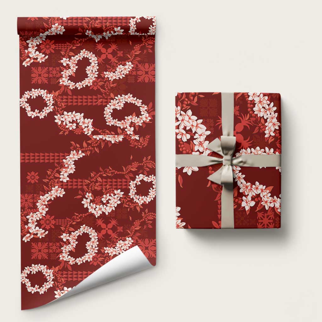 Mokihana Maile and Ilima Leis Wrapping Paper Ulaʻula Hawaiian Tapa Quilt Pattern - Polynesian Pride