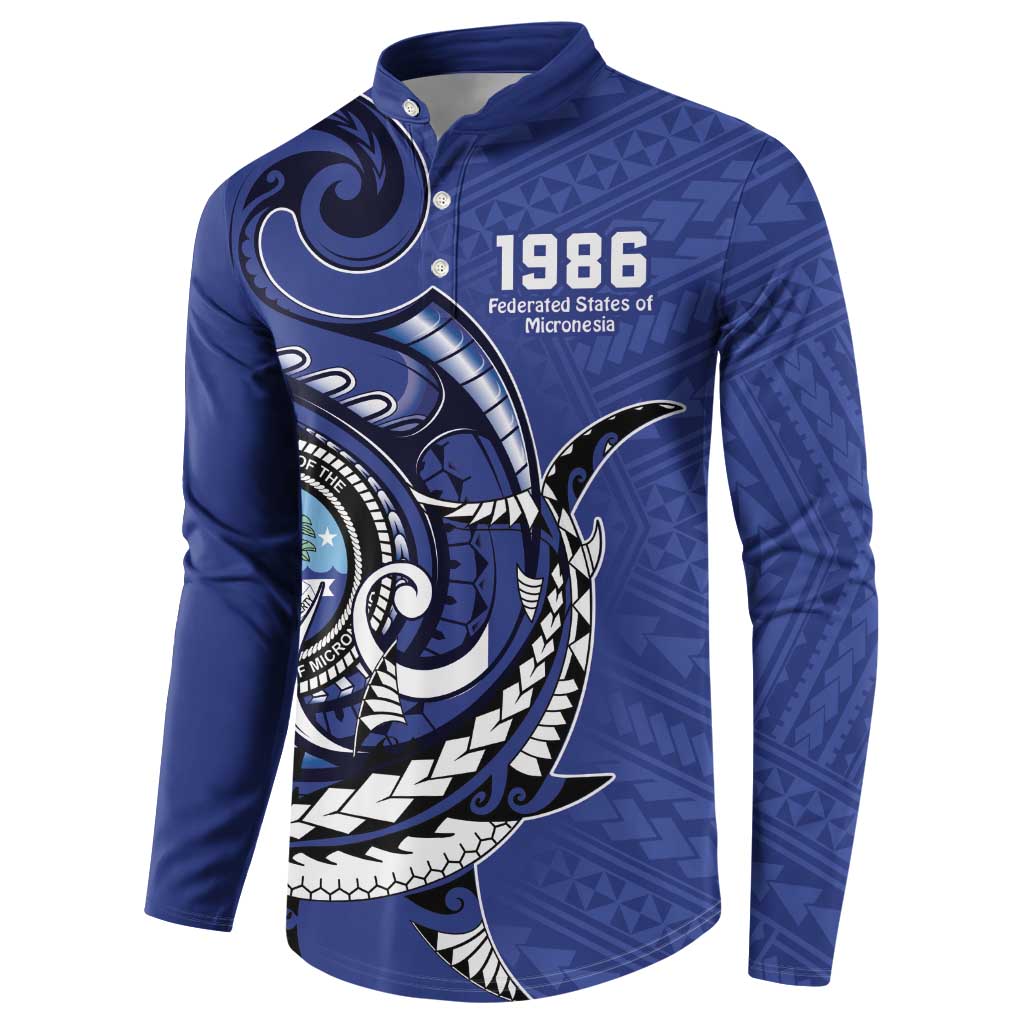 Personalized FSM 1986 Independence Day Button Sweatshirt Polynesian Shark Tattoo Style LT9 - Polynesian Pride