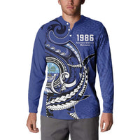 Personalized FSM 1986 Independence Day Button Sweatshirt Polynesian Shark Tattoo Style LT9 - Polynesian Pride
