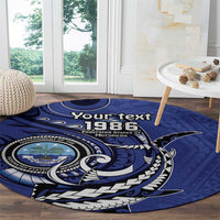 Personalized FSM 1986 Independence Day Round Carpet Polynesian Shark Tattoo Style