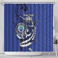 Personalized FSM 1986 Independence Day Shower Curtain Polynesian Shark Tattoo Style LT9 - Polynesian Pride