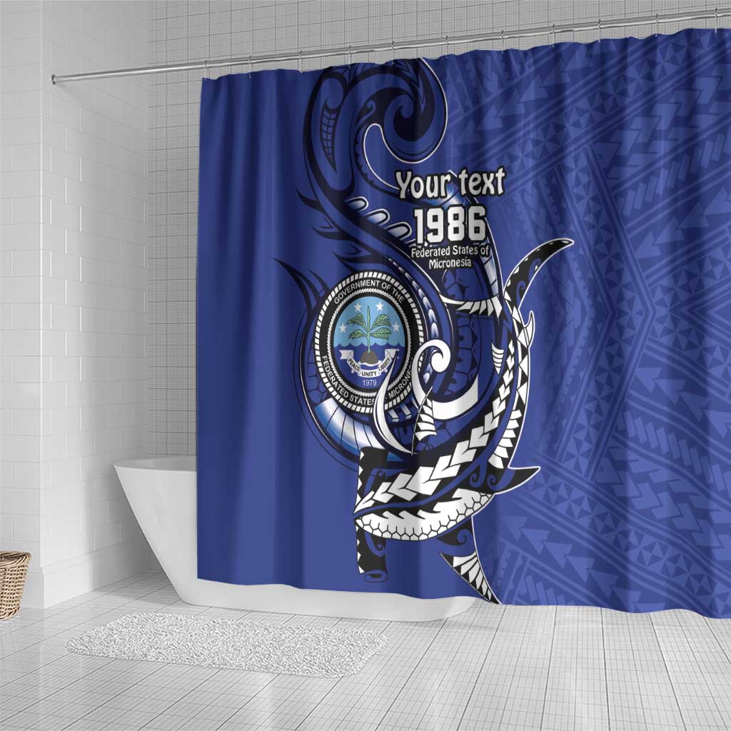 Personalized FSM 1986 Independence Day Shower Curtain Polynesian Shark Tattoo Style LT9 - Polynesian Pride
