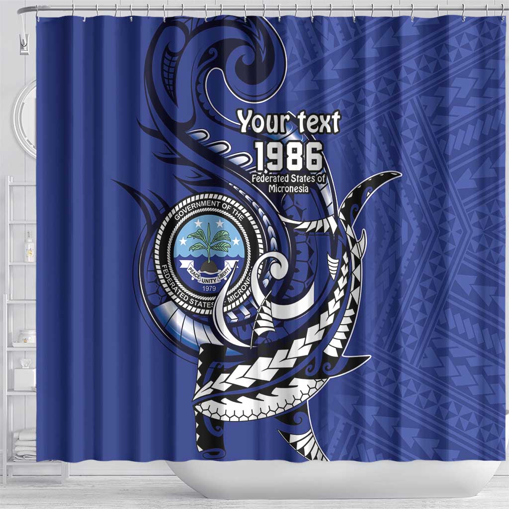 Personalized FSM 1986 Independence Day Shower Curtain Polynesian Shark Tattoo Style LT9 - Polynesian Pride