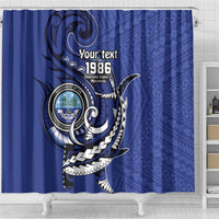 Personalized FSM 1986 Independence Day Shower Curtain Polynesian Shark Tattoo Style LT9 - Polynesian Pride