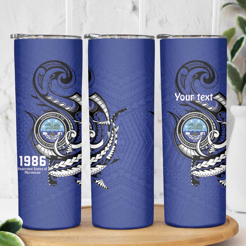 Personalized FSM 1986 Independence Day Skinny Tumbler Polynesian Shark Tattoo Style LT9 - Polynesian Pride