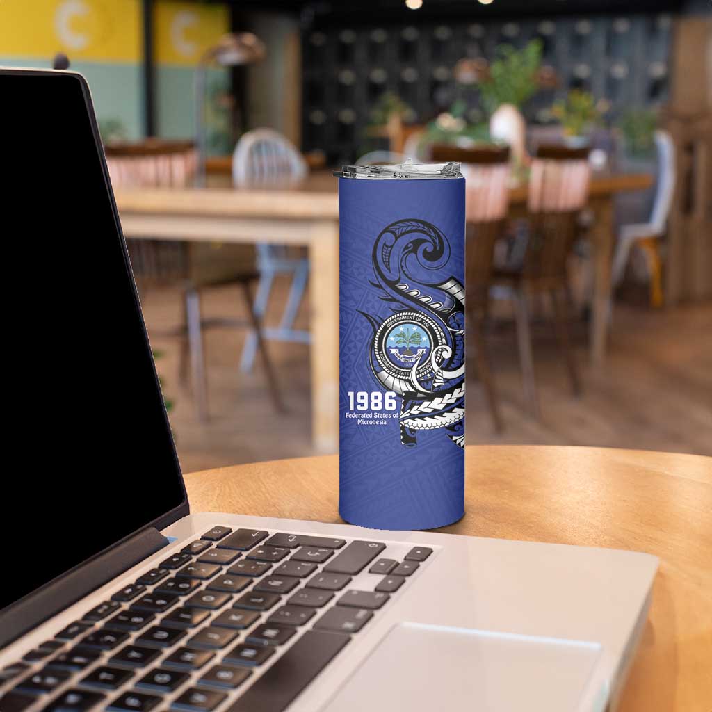 Personalized FSM 1986 Independence Day Skinny Tumbler Polynesian Shark Tattoo Style LT9 - Polynesian Pride