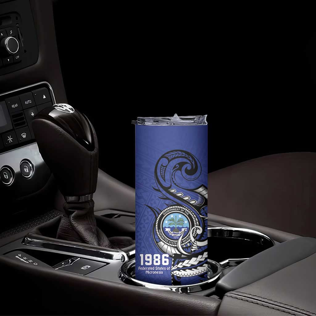 Personalized FSM 1986 Independence Day Skinny Tumbler Polynesian Shark Tattoo Style LT9 - Polynesian Pride