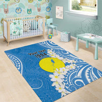 Personalized Palau 1994 Belau Rekid Area Rug Polynesian Plumeria Style