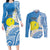 Personalized Palau 1994 Belau Rekid Couples Matching Long Sleeve Bodycon Dress and Long Sleeve Button Shirt Polynesian Plumeria Style