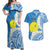 Personalized Palau 1994 Belau Rekid Couples Matching Off Shoulder Maxi Dress and Hawaiian Shirt Polynesian Plumeria Style