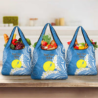 Personalized Palau 1994 Belau Rekid Grocery Bag Polynesian Plumeria Style LT9 3-pack One Size Blue - Polynesian Pride