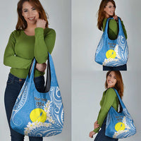 Personalized Palau 1994 Belau Rekid Grocery Bag Polynesian Plumeria Style LT9 - Polynesian Pride