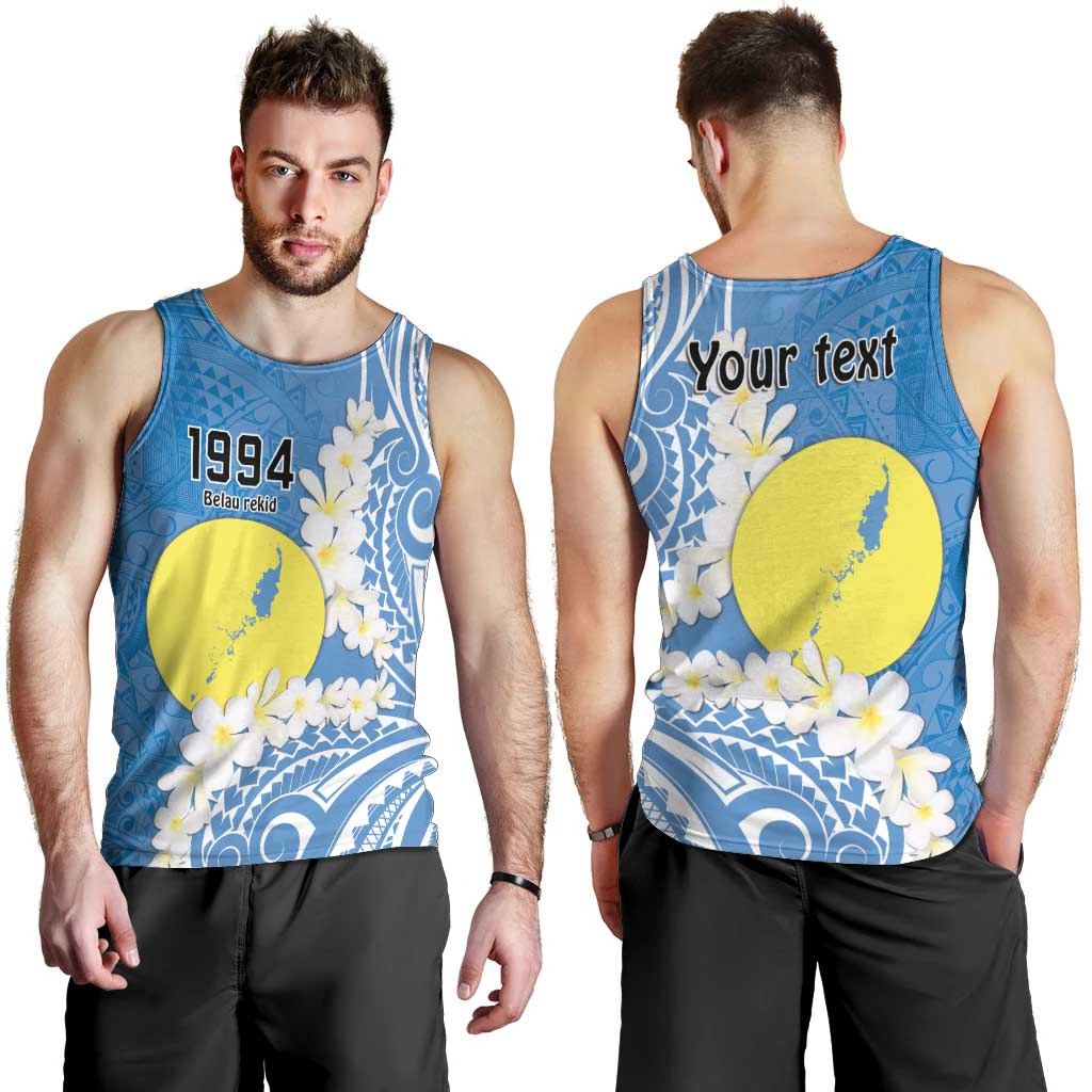 Personalized Palau 1994 Belau Rekid Men Tank Top Polynesian Plumeria Style