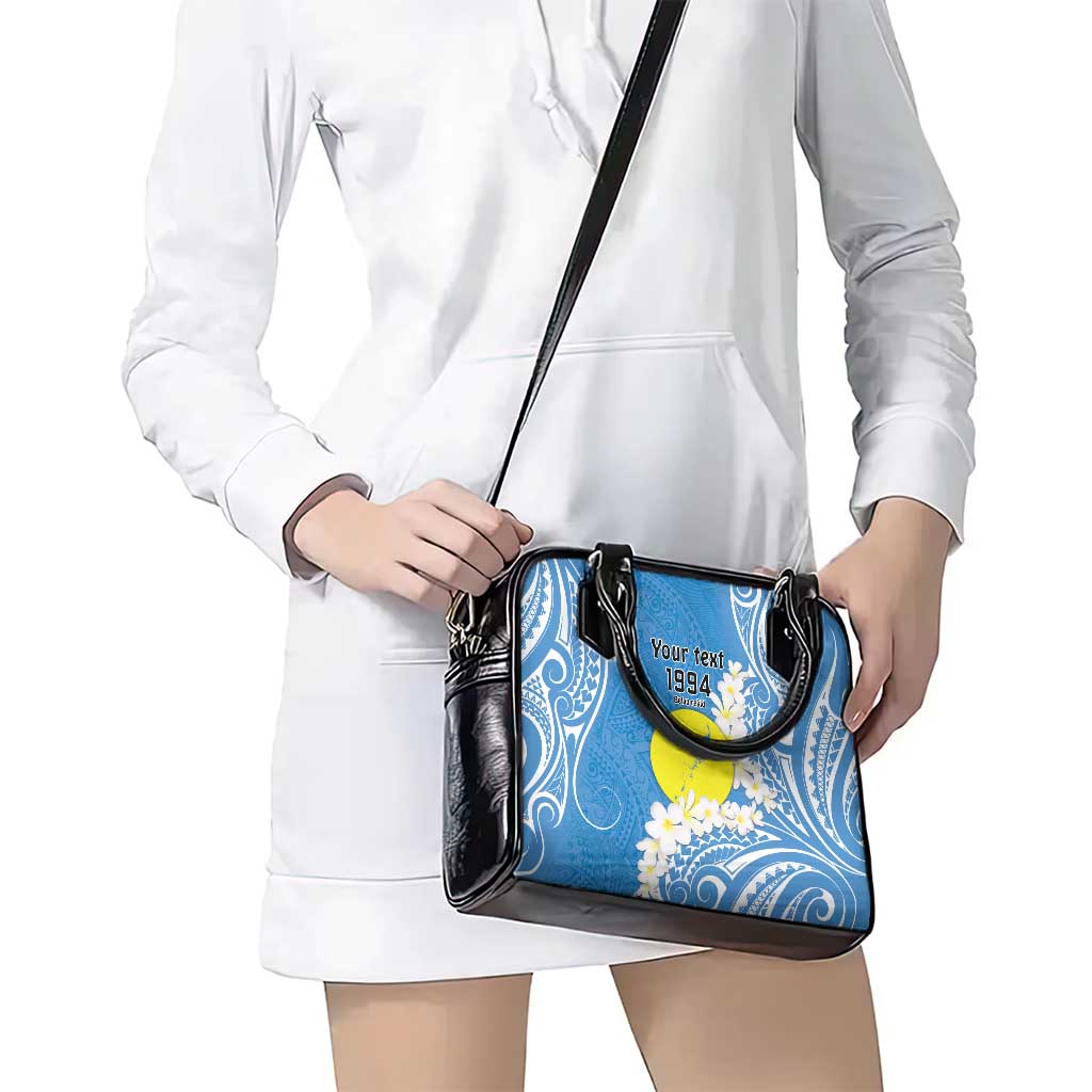 Personalized Palau 1994 Belau Rekid Shoulder Handbag Polynesian Plumeria Style