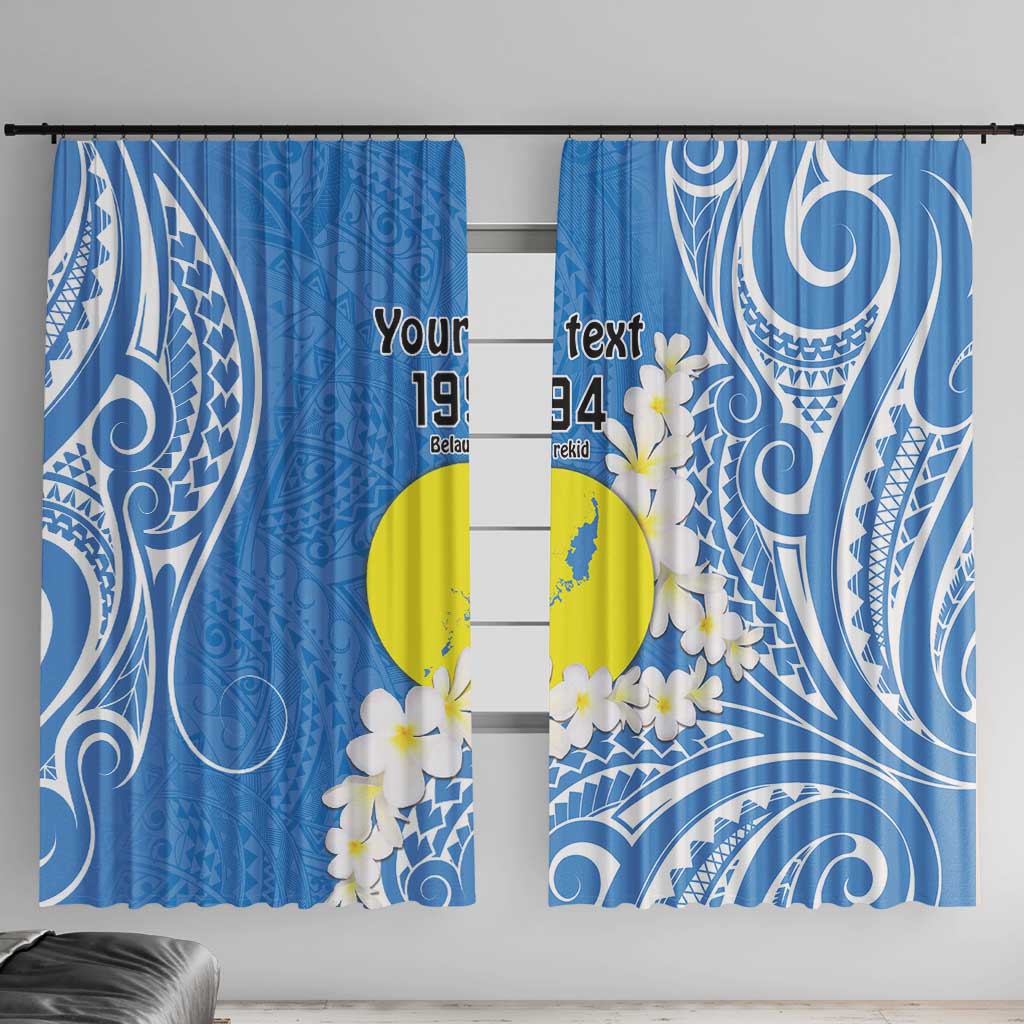 Personalized Palau 1994 Belau Rekid Window Curtain Polynesian Plumeria Style