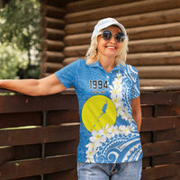 Personalized Palau 1994 Belau Rekid Women Polo Shirt Polynesian Plumeria Style