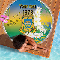 Personalised Tuvalu 1978 Independence Day Beach Blanket Polynesian Plumeria Style