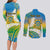 Personalised Tuvalu 1978 Independence Day Couples Matching Long Sleeve Bodycon Dress and Long Sleeve Button Shirt Polynesian Plumeria Style