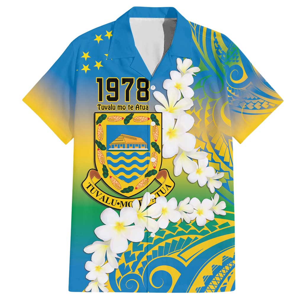 Personalised Tuvalu 1978 Independence Day Hawaiian Shirt Polynesian Plumeria Style