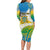 Personalised Tuvalu 1978 Independence Day Long Sleeve Bodycon Dress Polynesian Plumeria Style