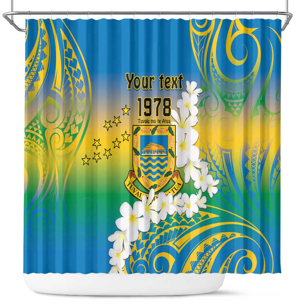 Personalised Tuvalu 1978 Independence Day Shower Curtain Polynesian Plumeria Style