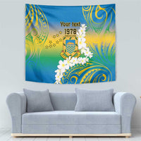 Personalised Tuvalu 1978 Independence Day Tapestry Polynesian Plumeria Style