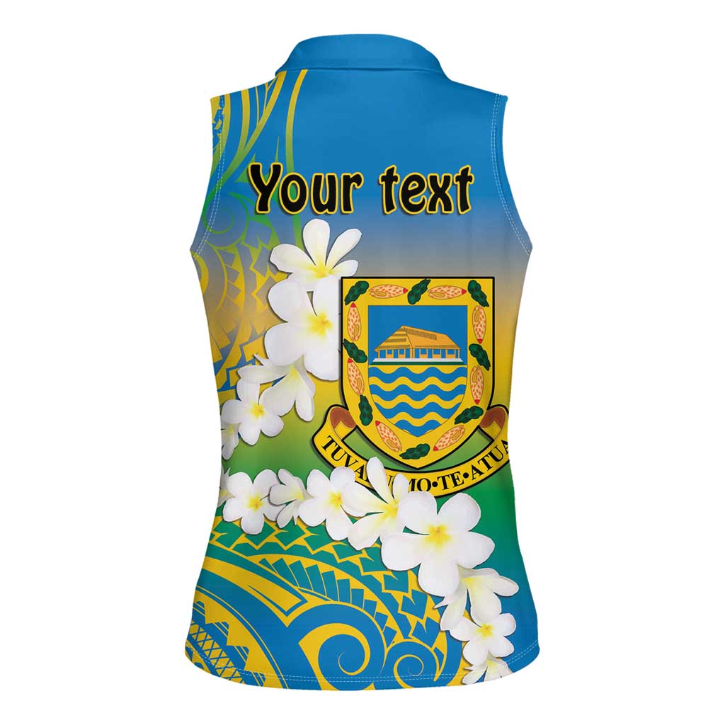 Personalised Tuvalu 1978 Independence Day Women Sleeveless Polo Shirt Polynesian Plumeria Style