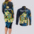 Personalised Tuvalu Beautiful Plumeria Flower Couples Matching Long Sleeve Bodycon Dress and Long Sleeve Button Shirt