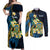 Personalised Tuvalu Beautiful Plumeria Flower Couples Matching Off Shoulder Maxi Dress and Long Sleeve Button Shirt