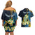 Personalised Tuvalu Beautiful Plumeria Flower Couples Matching Off Shoulder Short Dress and Hawaiian Shirt