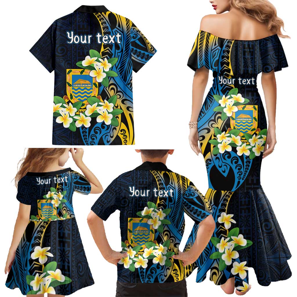 Personalised Tuvalu Beautiful Plumeria Flower Family Matching Mermaid Dress and Hawaiian Shirt
