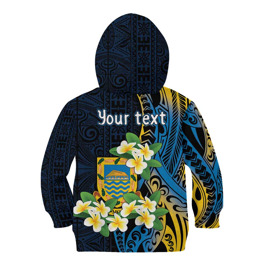 Personalised Tuvalu Beautiful Plumeria Flower Kid Hoodie
