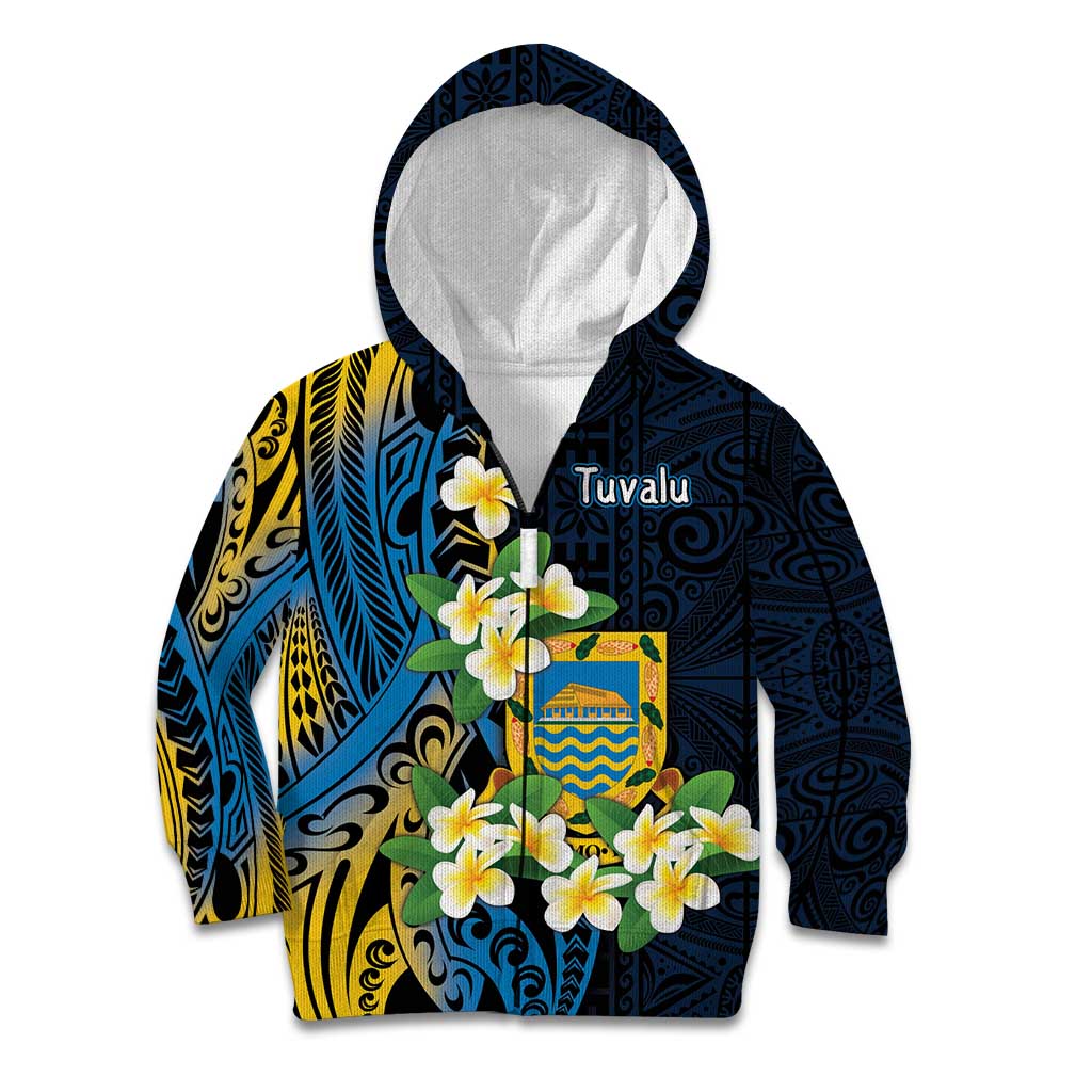 Personalised Tuvalu Beautiful Plumeria Flower Kid Hoodie
